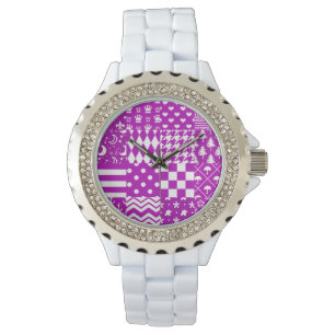 Montre Conception de Patchwork Motifs mélangés violet bla