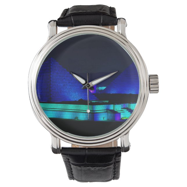 Montre Conception de pyramides bleues  (devant)