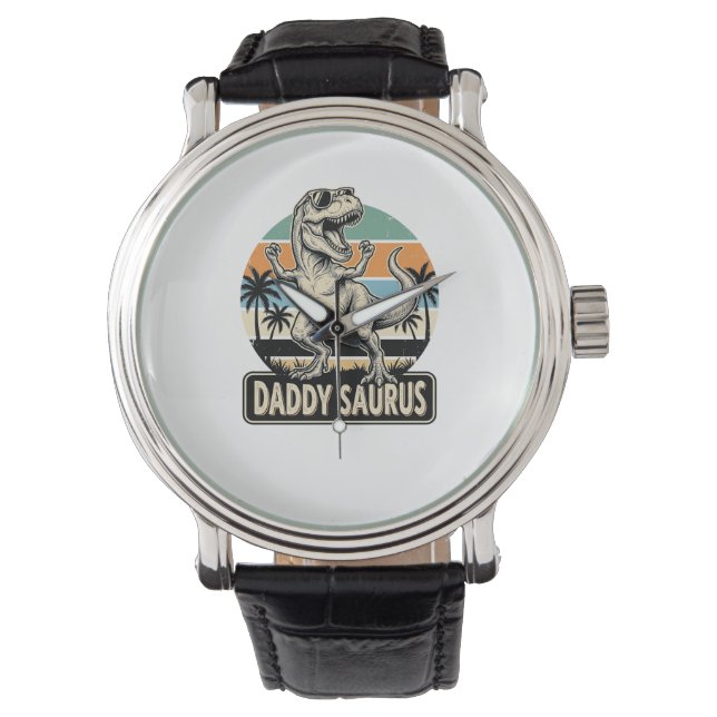 Montre Conception de t-shirt de dinosaure rétro Papa Saur (devant)