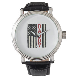 Montre Conception de T-shirt Drapeau Américain Papa en Dé