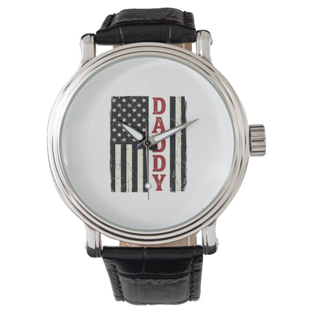 Montre Conception de T-shirt Drapeau Américain Papa en Dé (devant)