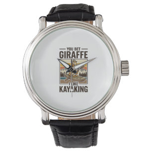 Montre Conception de T-Shirt drôle vintage de kayak giraf