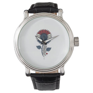 Montre Conception de T-shirt patriotique Fleur de soleil
