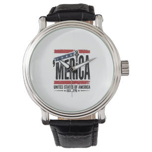 Montre Conception de T-shirt patriotique vintage Merica e