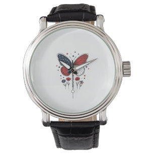 Montre Conception de T-shirt vintage papillon patriotique