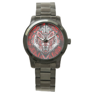 Montre Conception de totem tribal Haida Loup