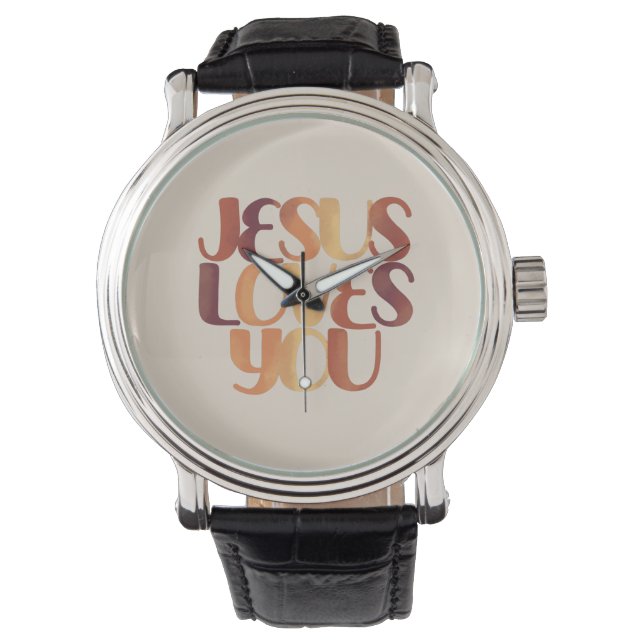Montre Conception de typographie chrétienne Jésus aime  (devant)