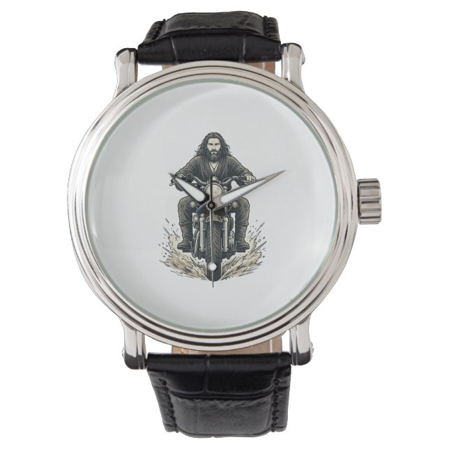 Montre Conception de vecteur de cavalier de moto de gravu (devant)