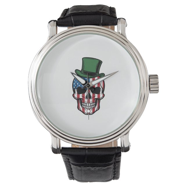 Montre Conception de vecteur de drapeau de crâne de trèfl (devant)