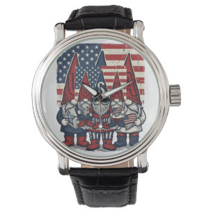 Montre Conception de vecteur vintage de trio de gnome USA