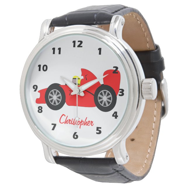 Montre Conception de voiture de course rouge personnalisé (Incliné)