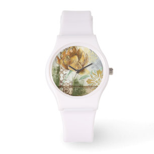 Montre Conception décorative de fresque avec la fleur de