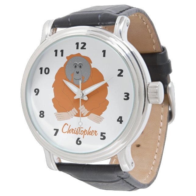 Montre Conception d'orang-outan personnalisée (Incliné)