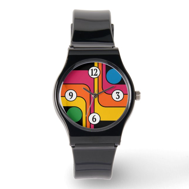 Montre Conception géométrique de style rétro années 70 Mo (Recto)