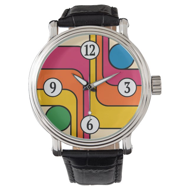 Montre Conception géométrique de style rétro années 70 Mo (devant)