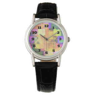Montre Conception géométrique et multicolore