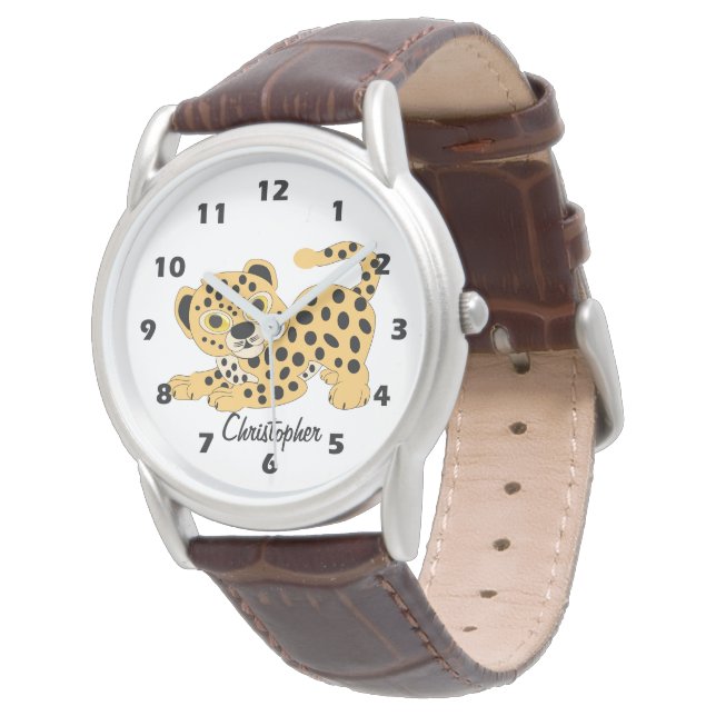 Montre Conception léopard personnalisée (Incliné)