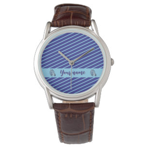 Montre Conception minimaliste moderne rayée bleue personn