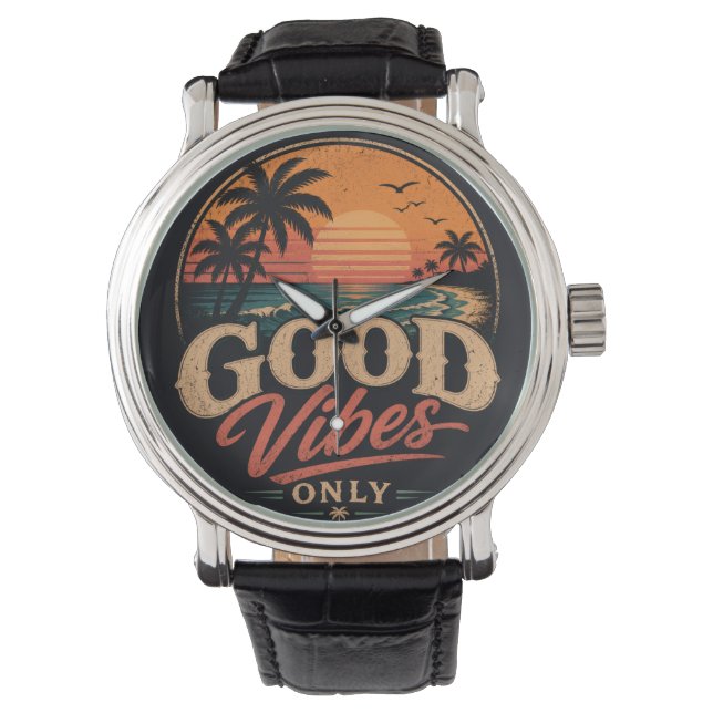 Montre Conception Rétro de Coucher de Soleil Bonnes Vibra (devant)