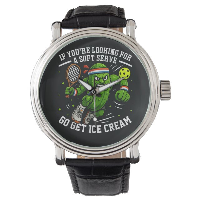 Montre Concombre Drôle Jouant au Pickleball (devant)