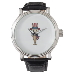 Montre Cône de glace patriotique Dessin de gravure vintag