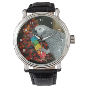 Montre Congo African Grey Parrot Joyeux sapin de Noël
