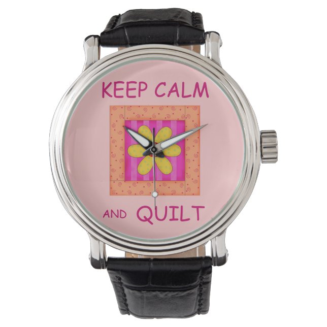 Montre Conserver le calme et le bloc de fleurs appliqué d (devant)