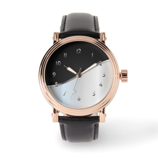 Montre Contraste Métal Noir Et Blanc Simple Argent brilla (Recto)