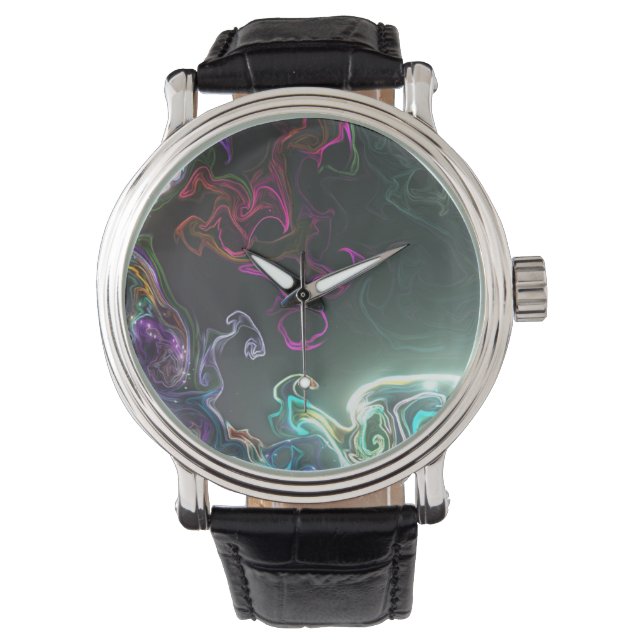 Montre Cool Abstract Neon Liquid Art Black (devant)