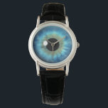 Montre Cool Blue Eye Iris Eyeball Custom Wrist Watch<br><div class="desc">Blue Eye Iris © Sunny Mars Designs. Cool,  amusant imprimé à l'aide d'une montre à poignet bleu,  avec une image graphique à la mode,  moderne,  magnifique,  unique,  monstrueuse,  déplaisante,  bizarre et tordue d'un iris d'oeil bleu grand réaliste. D'autres modèles de lunettes de couleur sont également disponibles en magasin.</div>