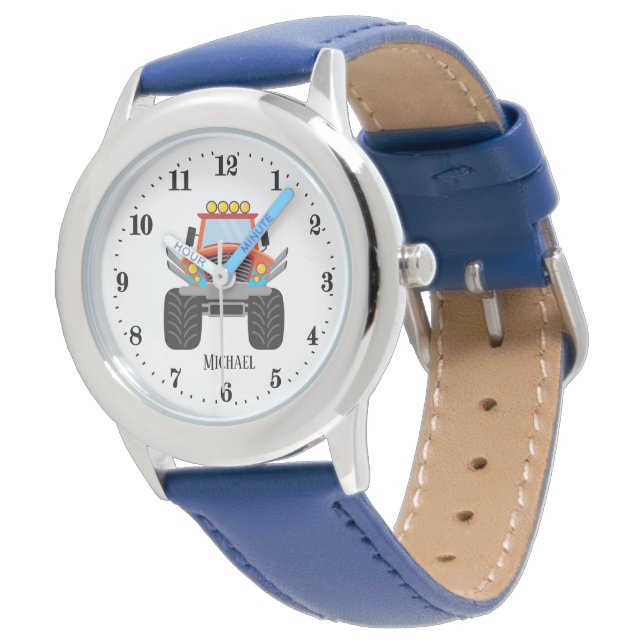 Montre cool boys big truck amoureux ajouter nom (Incliné)