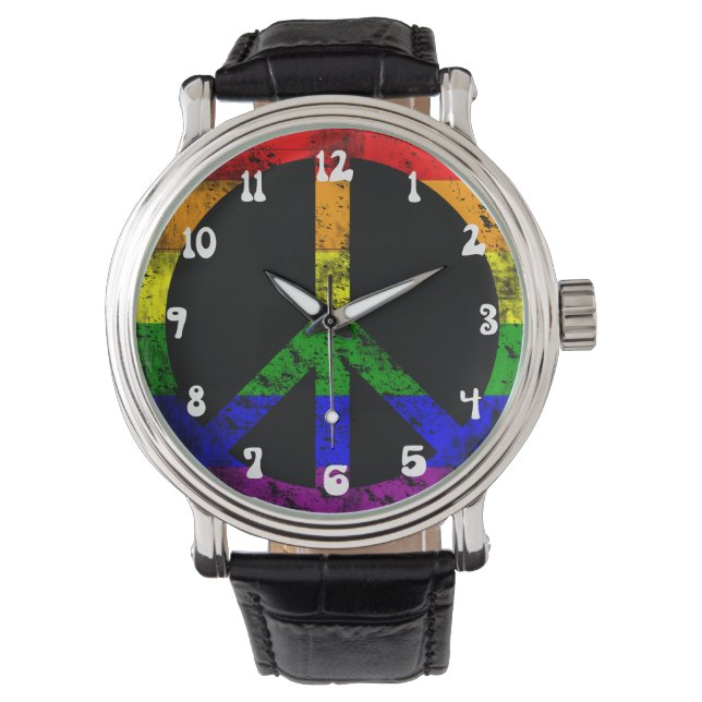 Montre Cool Distressed drapeau Arc-en-ciel (devant)