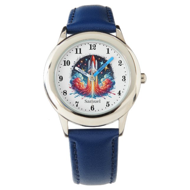 Montre Cool espace roquette ajouter nom Watch (devant)