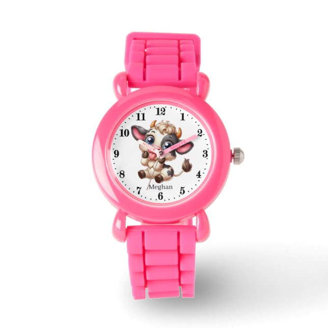 Montre Cool filles vache amoureux ajouter le nom (Recto)
