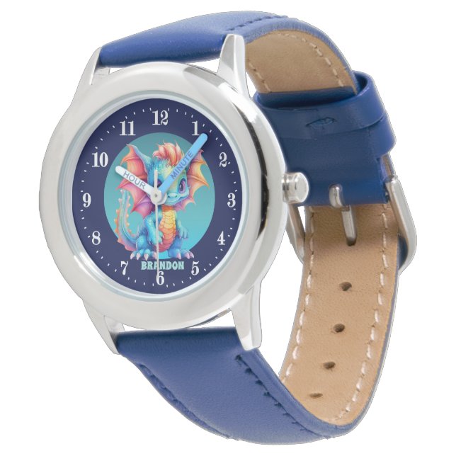 Montre cool garçons dragon amoureux ajouter nom (Incliné)