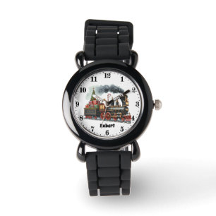 Montre Cool garçons Noël train ajouter nom