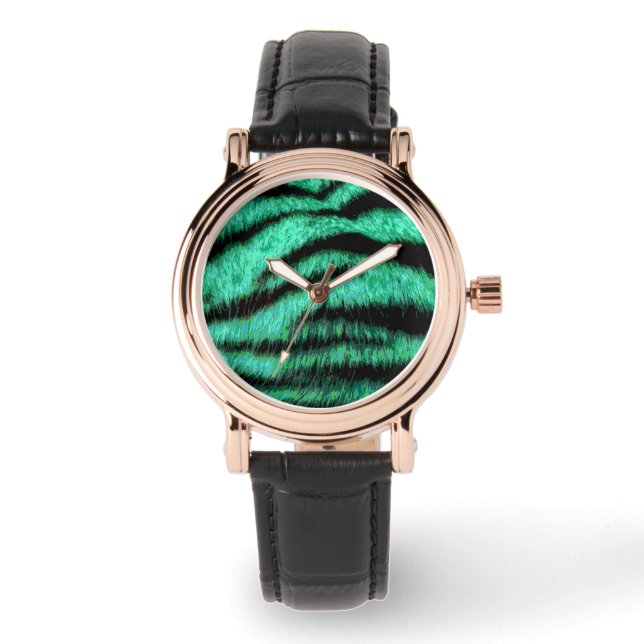Montre Cool Green Neon Tiger Stripes (Recto)