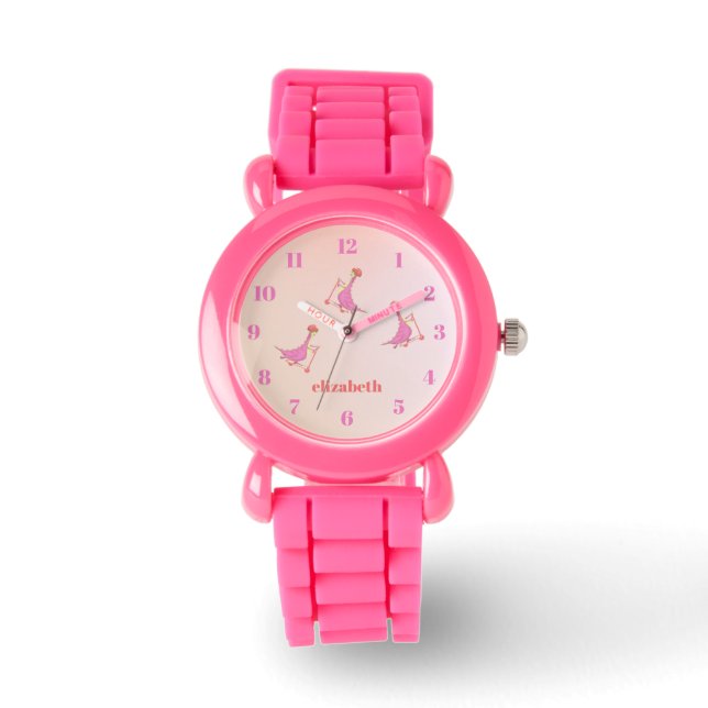 Montre Cool mignon Dinosaures rose Motif Nom de la fille (Recto)