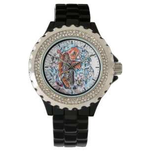 Montre Cool oriental japonais tatan encre de chance koi p