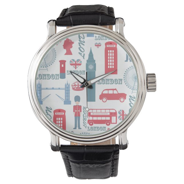 Montre Cool tendance vintage Londres illustrations emblém (devant)