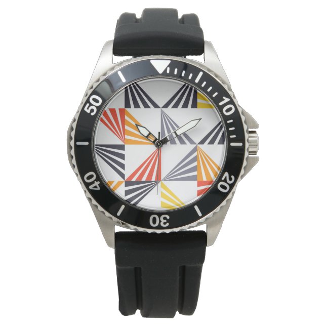 Montre Cool, unique, tendance, urbain, triangles colorés (devant)