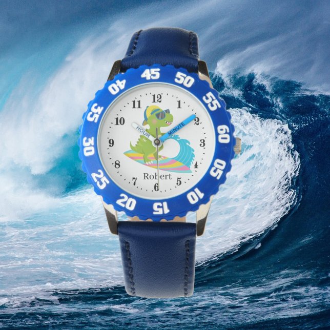 Montre cool unisex enfants surf dinosaure Watch (Créateur téléchargé)