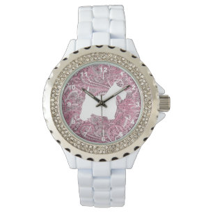 Montre Copie blanche de Paisley de rose de Scottie