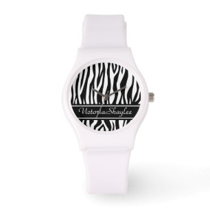 Montre Copie noire de zèbre avec le texte fait sur