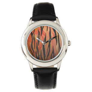 Montre Copie orange de tigre et noire chaude