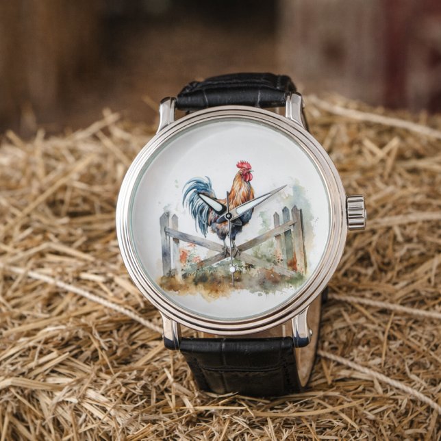 Montre Coq à l'aquarelle Morning Glory (Créateur téléchargé)