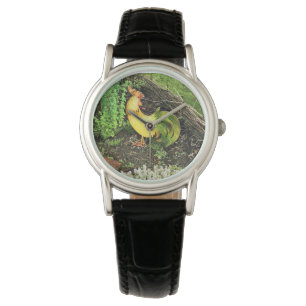 Montre Coq jaune et vert