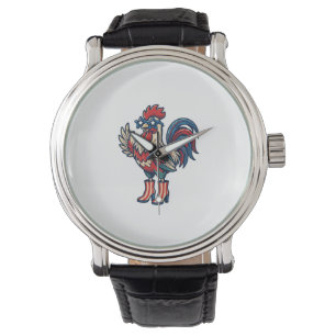 Montre Coq Patriotique en Talons Hauts Chemise Gravure Vi