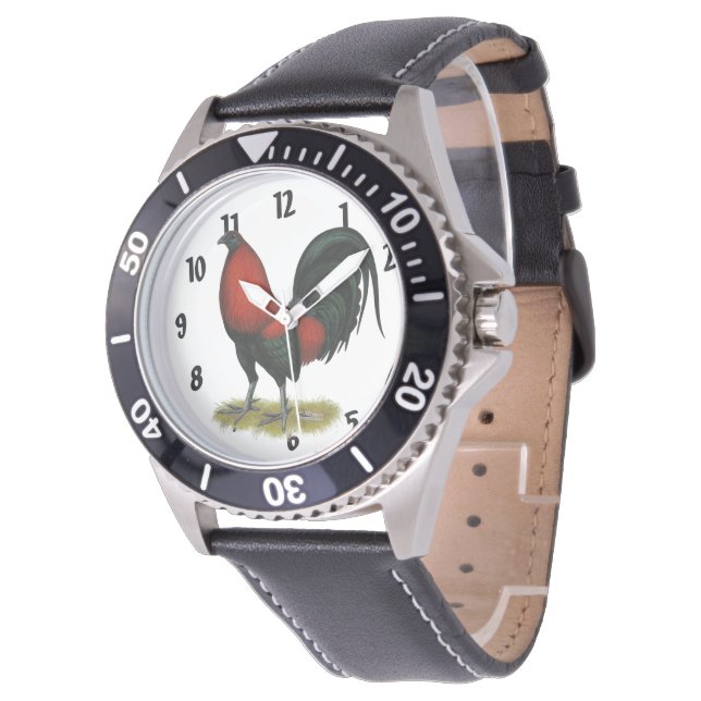 Montre Coq Rouge Noir BB Américain (Incliné)