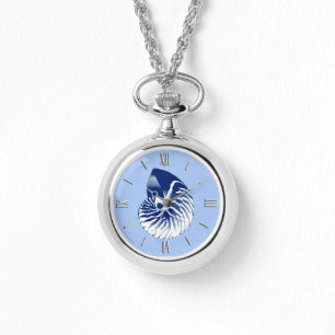 Montre Coquille de Nautilus - marine, blanc & bleu clair